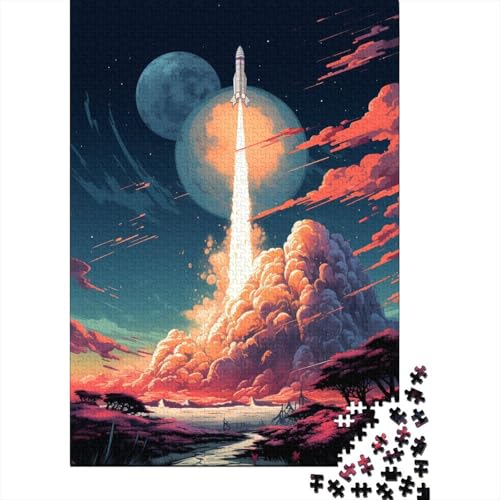 1000-teiliges Raketenstart-Puzzle für Erwachsene, Holzpuzzle, Lernspiel für Erwachsene Teenager, 1000 Teile (38 x 26 cm) von TBDUEPS