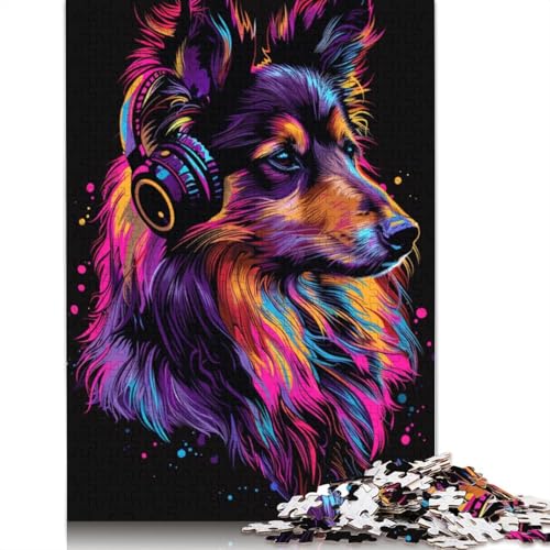 1000-teiliges Shetland Sheepdog-Puzzle für Erwachsene, Holzpuzzle für Erwachsene, Lernspiel, Herausforderungsspielzeug, 1000 Stück (75 x 50 cm) von TBDUEPS