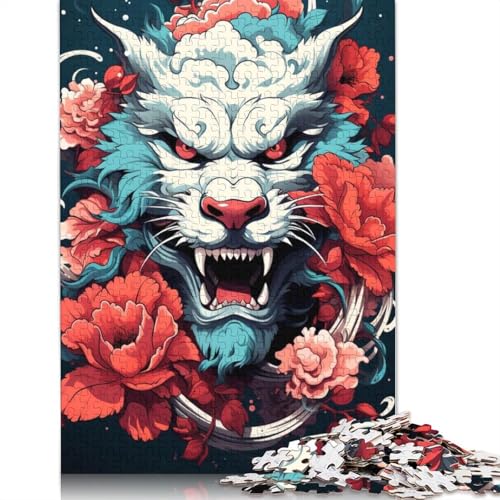 1000-teiliges Tier-Puzzle, bunter Drache, Holzpuzzle für Erwachsene, Lernspiel, Herausforderungsspielzeug, 1000 Stück (75 x 50 cm) von TBDUEPS