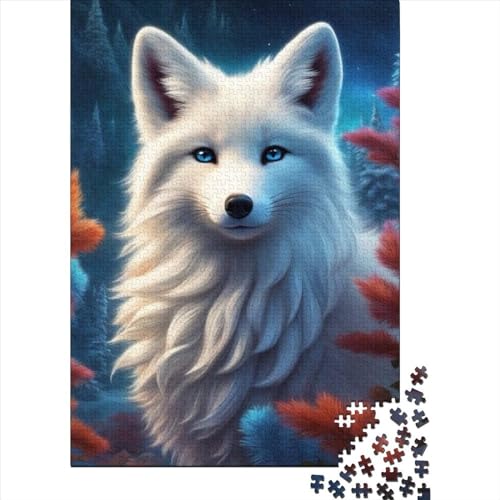 1000-teiliges Tierkunst-Fuchs-Puzzle für Erwachsene, Holzpuzzle für Erwachsene, Lernspiel, Herausforderungsspielzeug, 1000 Stück (38 x 26 cm) von TBDUEPS
