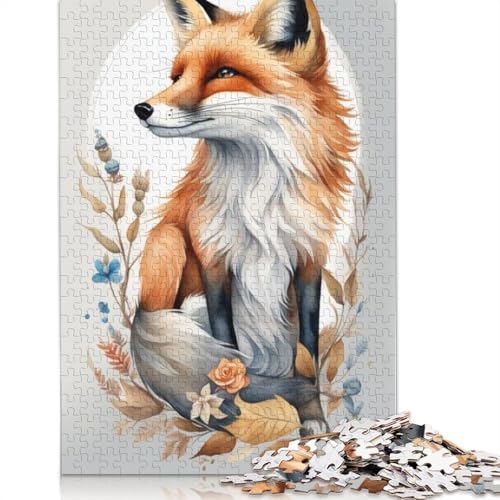 1000-teiliges Tierkunst-Fuchs-Puzzle für Erwachsene, Holzpuzzle für Erwachsene, Lernspiel, Herausforderungsspielzeug, 1000 Stück (75 x 50 cm) von TBDUEPS