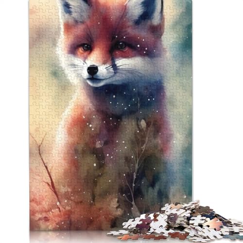 1000-teiliges Tierkunst-Fuchs-Puzzle für Erwachsene, Holzpuzzles, Puzzles für Erwachsene, Lernspiel, Herausforderungsspielzeug, 1000 Stück (75 x 50 cm) von TBDUEPS