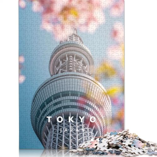 1000-teiliges Tokio-Frühlings- und Sakura-Puzzle für Erwachsene, Puzzle für Erwachsene und Jugendliche, Lernspiel, 1000 Teile (75 x 50 cm) von TBDUEPS