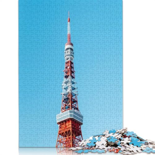 1000-teiliges Tokyo Tower-Puzzle für Erwachsene, Holzpuzzles für Erwachsene und Jugendliche ab 12 Jahren, 1000 Teile (75 x 50 cm) von TBDUEPS