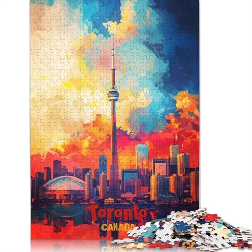 1000-teiliges Toronto-Kunstposter-Puzzle für Erwachsene, Holzpuzzles für & Teenager, Familienunterhaltungsspielzeug, 1000 Stück (75 x 50 cm) von TBDUEPS