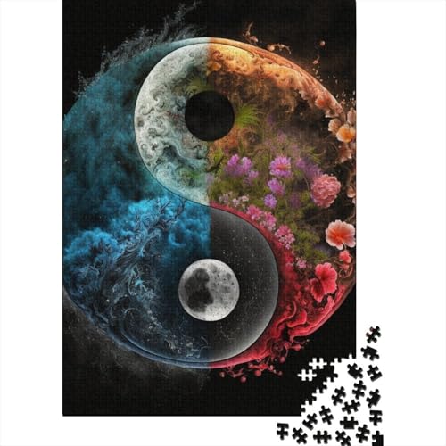 1000-teiliges Yin-Yang-Art-Puzzle für Erwachsene, Holzpuzzle für Erwachsene, Lernspiel, Herausforderungsspielzeug, 1000 Stück (38 x 26 cm) von TBDUEPS