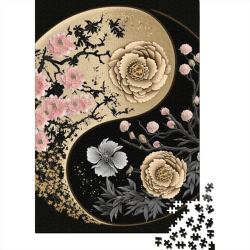 1000-teiliges Yin-Yang-Art-Puzzle für Erwachsene, Holzpuzzle für Erwachsene, Lernspiel, Herausforderungsspielzeug, 1000 Stück (38 x 26 cm) von TBDUEPS