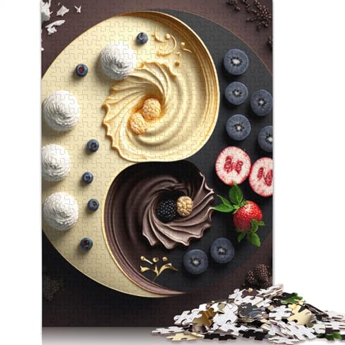 1000-teiliges Yin-Yang-Kunst-Puzzle für Erwachsene, Holzpuzzle, Lernspiel für Erwachsene Teenager, 1000 Stück (75 x 50 cm) von TBDUEPS