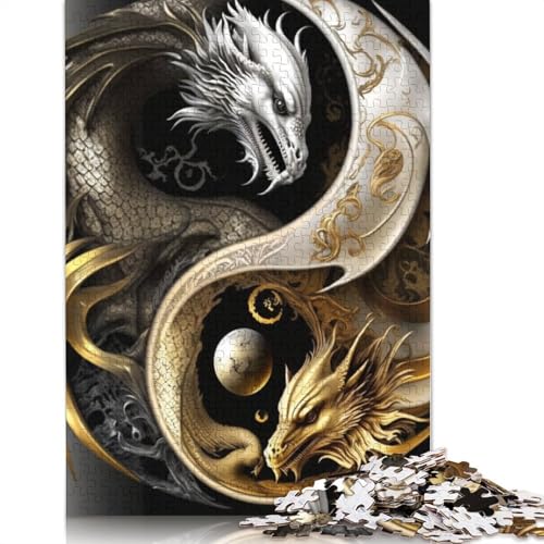 1000-teiliges Yin-Yang-Kunst-Puzzle für Erwachsene, Holzpuzzle, Lernspiel für Erwachsene Teenager, 1000 Stück (75 x 50 cm) von TBDUEPS