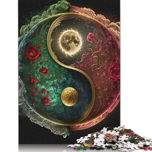 1000-teiliges Yin-Yang-Kunst-Puzzle für Erwachsene, Holzpuzzle, Lernspiel für Erwachsene Teenager, 1000 Stück (75 x 50 cm) von TBDUEPS