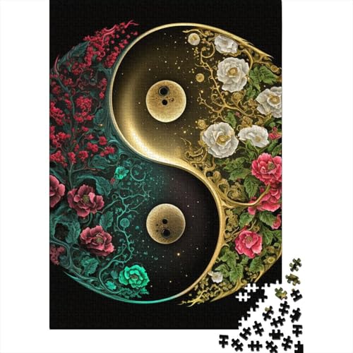 1000-teiliges Yin-Yang-Kunst-Puzzle für Erwachsene, Holzpuzzle, Lernspiel für Erwachsene Teenager, 1000 Teile (38 x 26 cm) von TBDUEPS