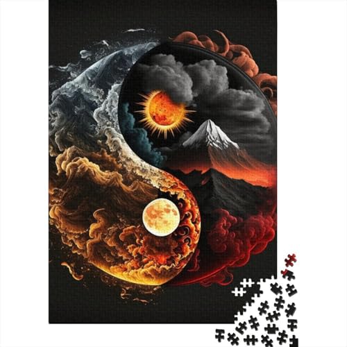 1000-teiliges Yin-Yang-Kunst-Puzzle für Erwachsene, Holzpuzzle, Lernspiel für Erwachsene Teenager, 1000 Teile (38 x 26 cm) von TBDUEPS