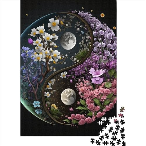 1000-teiliges Yin-Yang-Kunst-Puzzle für Erwachsene, Holzpuzzle, Puzzles für Erwachsene, 1000 Stück (38 x 26 cm) von TBDUEPS