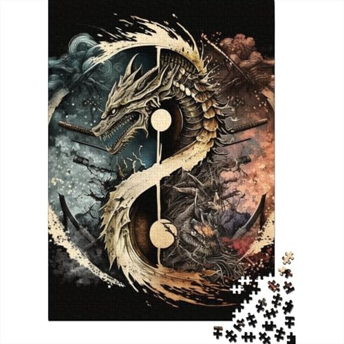 1000-teiliges Yin-Yang-Kunst-Puzzle für Erwachsene, Holzpuzzle für Erwachsene, für Familienspaß und Spieleabend, 1000 Teile (38 x 26 cm) von TBDUEPS