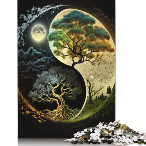 1000-teiliges Yin-Yang-Kunst-Puzzle für Erwachsene, Holzpuzzle für Erwachsene, für Familienspaß und Spieleabend, 1000 Teile (75 x 50 cm) von TBDUEPS