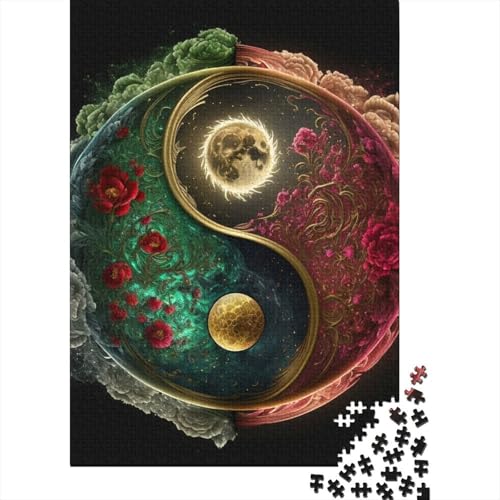 1000-teiliges Yin-Yang-Kunst-Puzzle für Erwachsene, Holzpuzzle für Erwachsene und Jugendliche, Lernpuzzle, 1000 Teile (38 x 26 cm) von TBDUEPS
