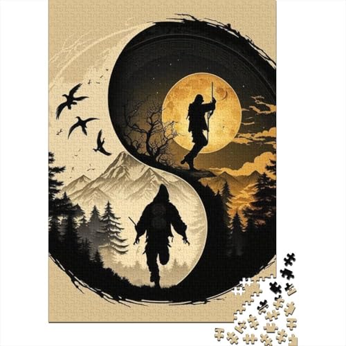 1000-teiliges Yin-Yang-Kunst-Puzzle für Erwachsene, Holzpuzzles für Erwachsene, Teenager, Mann, Frau, Geschenk, 1000 Stück (38 x 26 cm) von TBDUEPS