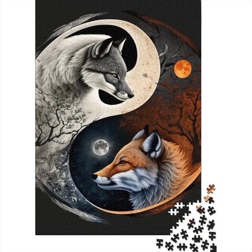 1000-teiliges Yin-Yang-Kunst-Puzzle für Erwachsene, Holzpuzzles für Erwachsene, Teenager, Mann, Frau, Geschenk, 1000 Stück (38 x 26 cm) von TBDUEPS