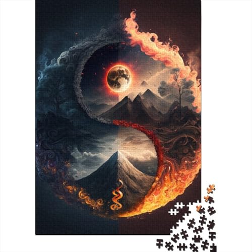 1000-teiliges Yin-Yang-Kunst-Puzzle für Erwachsene Teenager, Holzpuzzles, nachhaltiges Puzzle für Erwachsene | Spiele 1000 Stück (38 x 26 cm) von TBDUEPS