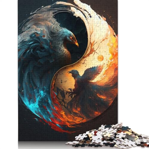 1000-teiliges Yin-Yang-Kunst-Puzzle für Erwachsene Teenager, Holzpuzzles, nachhaltiges Puzzle für Erwachsene | Spiele 1000 Stück (75 x 50 cm) von TBDUEPS