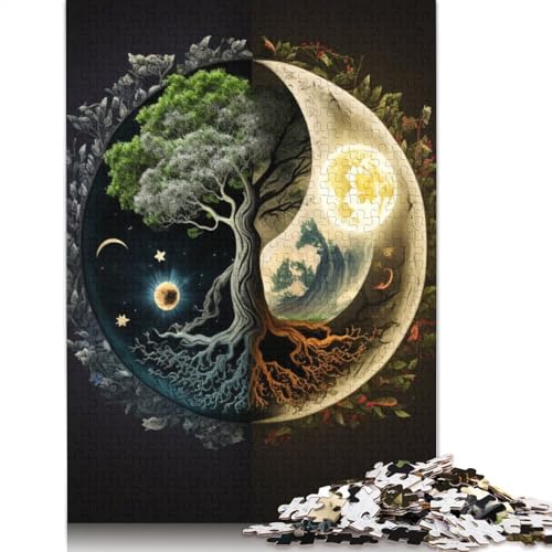 1000-teiliges Yin-Yang-Kunst-Puzzle für Erwachsene und Jugendliche, Lernspielzeug aus Holz, 1000 Teile (75 x 50 cm) von TBDUEPS