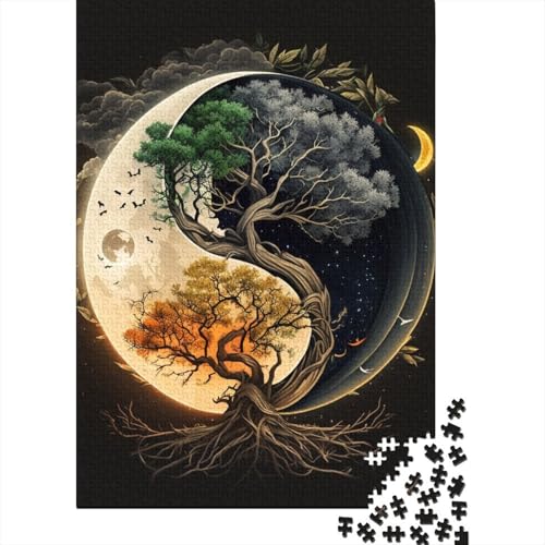 1000-teiliges Yin-Yang-Kunst-Puzzle für Erwachsene und Teenager, Holzpuzzle, Lernspiel, Herausforderung, Spielzeug, Geburtstagsgeschenke, 1000 Stück (38 x 26 cm) von TBDUEPS