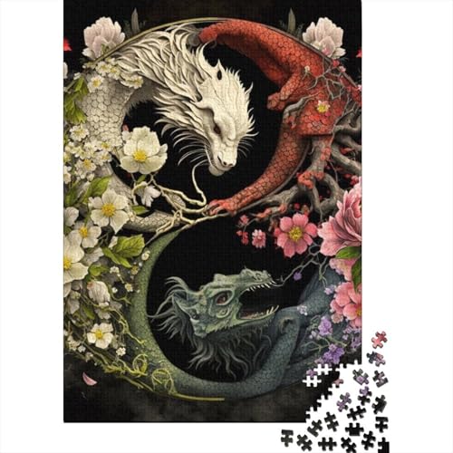 1000-teiliges Yin-Yang-Kunst-Puzzle für Erwachsene und Teenager, Lernspiele für zu Hause, DIY-Spielzeug, 1000 Stück (38 x 26 cm) von TBDUEPS