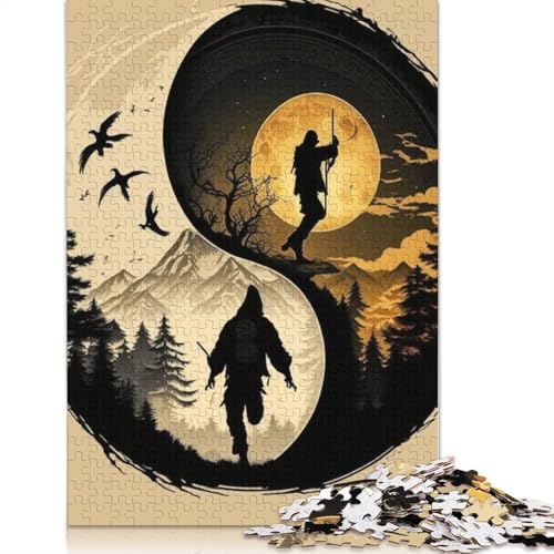 1000-teiliges Yin-Yang-Kunst-Puzzle für Erwachsene und Teenager, Lernspiele für zu Hause, DIY-Spielzeug, 1000 Stück (75 x 50 cm) von TBDUEPS