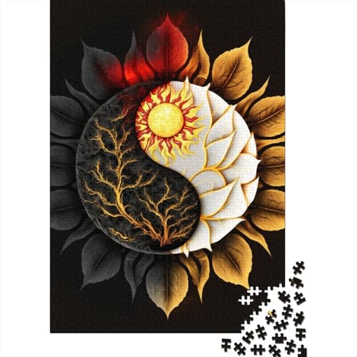 1000-teiliges Yin-Yang-Kunstpuzzle für Erwachsene, Holzpuzzles, Puzzles für Erwachsene, Lernspiel, Herausforderungsspielzeug, 1000 Stück (38 x 26 cm) von TBDUEPS