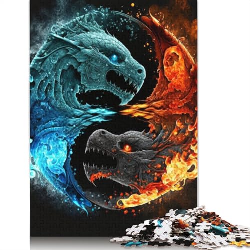1000-teiliges Yin-Yang-Kunstpuzzle für Erwachsene, Holzpuzzles, Puzzles für Erwachsene, Lernspiel, Herausforderungsspielzeug, 1000 Stück (75 x 50 cm) von TBDUEPS