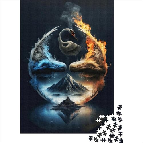 1000-teiliges Yin- und Yang-Puzzle für Erwachsene und Teenager, Holzpuzzle, Lernspiel, Herausforderung, Spielzeug, Geburtstagsgeschenke, 1000 Stück (38 x 26 cm) von TBDUEPS