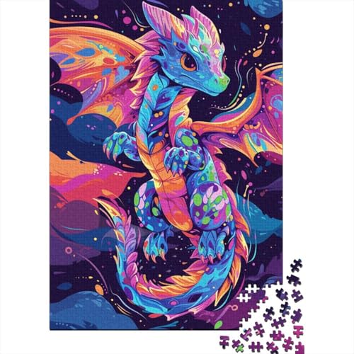 1000-teiliges buntes Baby-Drachen-Puzzle für Erwachsene und Teenager, Lernspiele für zu Hause, DIY-Spielzeug, 1000 Stück (38 x 26 cm) von TBDUEPS