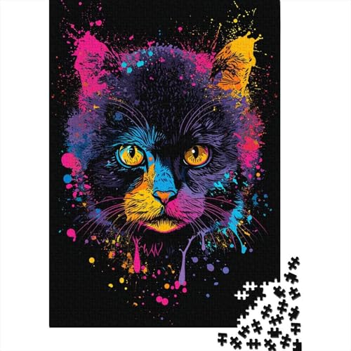1000-teiliges buntes Katzen-Puzzle für Erwachsene und Teenager, Holzpuzzle, Lernspiel, Herausforderung, Spielzeug, Geburtstagsgeschenke, 1000 Stück (38 x 26 cm) von TBDUEPS
