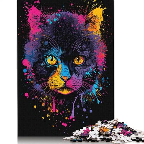 1000-teiliges buntes Katzen-Puzzle für Erwachsene und Teenager, Holzpuzzle, Lernspiel, Herausforderung, Spielzeug, Geburtstagsgeschenke, 1000 Stück (75 x 50 cm) von TBDUEPS