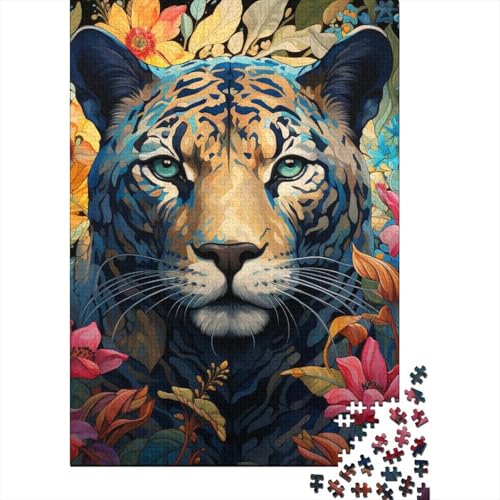 1000-teiliges buntes Leoparden-Kunst-Puzzle für Erwachsene, Puzzle für Erwachsene und Jugendliche ab 12 Jahren, 1000 Teile (38 x 26 cm) < von TBDUEPS
