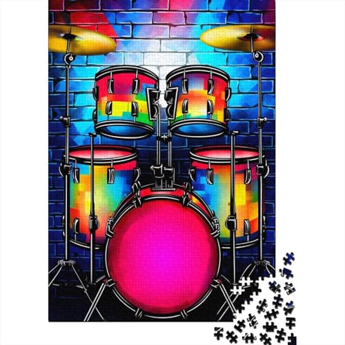 1000-teiliges buntes Neon-Graffiti-Schlagzeug-Puzzle für Erwachsene, Puzzles, Lernspielzeug, 1000 Stück (38 x 26 cm) von TBDUEPS