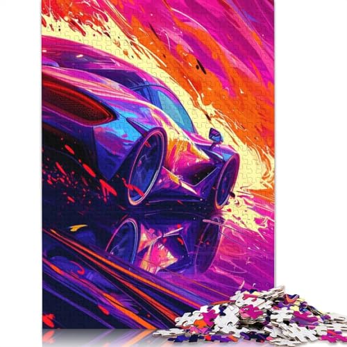1000-teiliges buntes Puzzle mit klassischen Sportwagen für Erwachsene, Holzpuzzle, Puzzle für Erwachsene, 1000 Stück (75 x 50 cm) von TBDUEPS