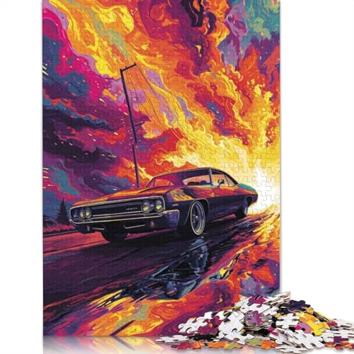 1000-teiliges buntes Puzzle mit klassischen Sportwagen für Erwachsene, Holzpuzzles, Puzzles für Erwachsene, Lernspiel, Herausforderungsspielzeug (75 x 50 cm) von TBDUEPS
