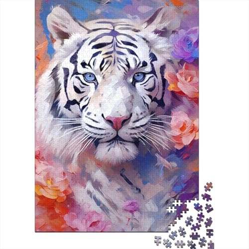 1000-teiliges buntes Tier-Tiger-Puzzle für Erwachsene, Holzpuzzle für Erwachsene, für Familienspaß und Spieleabend, 1000 Teile (38 x 26 cm) von TBDUEPS