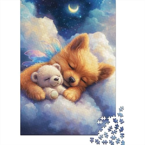 1000-teiliges buntes kosmisches Baby-Hunde-Puzzle für Erwachsene und Teenager, Holzpuzzle, Lernspiel, Herausforderung, Spielzeug, Geburtstagsgeschenke, 1000 Stück (38 x 26 cm) von TBDUEPS