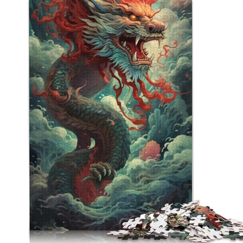 1000-teiliges chinesisches Drachen-Holzpuzzle, Holzpuzzle für Erwachsene und Jugendliche ab 12 Jahren, 1000 Stück (75 x 50 cm) von TBDUEPS