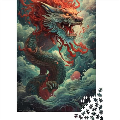 1000-teiliges chinesisches Drachenpuzzle für Erwachsene, Holzpuzzles, Puzzles für Erwachsene, Lernspiel, Herausforderungsspielzeug, 1000 Stück (38 x 26 cm) von TBDUEPS