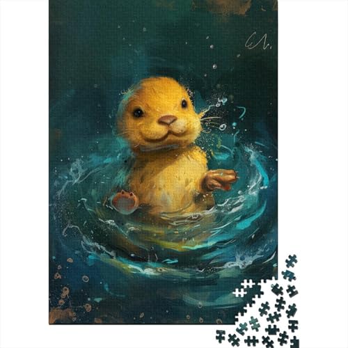 1000-teiliges süßes kleines gelbes Otter-Puzzle für Erwachsene, Puzzle, Puzzle für Erwachsene, einzigartige Heimdekoration und Geschenke, 1000 Teile (38 x 26 cm) von TBDUEPS