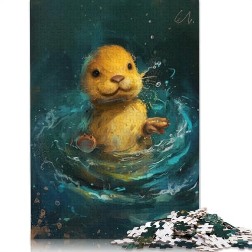 1000-teiliges süßes kleines gelbes Otter-Puzzle für Erwachsene, Puzzle, Puzzle für Erwachsene, einzigartige Heimdekoration und Geschenke, 1000 Teile (75 x 50 cm) von TBDUEPS