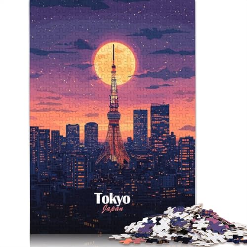 1500 Teile „Skyline von Tokio bei Nacht“ für Erwachsene, schwierige Holzpuzzles, Puzzles für Erwachsene, Lernspiel, Herausforderungsspielzeug, 1500 Teile (85 x 57 cm) von TBDUEPS