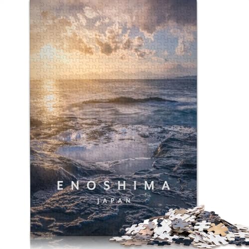 1500-teiliges Enoshima-Insel-Sonnenuntergang-Puzzle für Erwachsene, schwieriges Holzpuzzle, Puzzle für Erwachsene, Lernspiel, Herausforderungsspielzeug, 1500 Stück (85 x 57 cm) von TBDUEPS