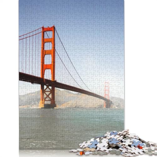 1500-teiliges Golden Gate Bridge-Puzzle für Erwachsene Teenager. Holzpuzzle für Erwachsene, Lernspiel, Herausforderungsspielzeug, 1500 Teile (85 x 57 cm) von TBDUEPS