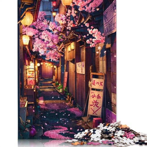 1500-teiliges Kirschblüten-Hintergassen-Puzzle für Erwachsene und Teenager. Puzzles für Erwachsene und Teenager ab 14 Jahren. 1500 Teile (85 x 57 cm) von TBDUEPS