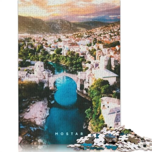 1500-teiliges Mostar-Puzzle für Erwachsene Teenager, Holzpuzzles für Erwachsene, Puzzles für Erwachsene, Lernspiel, Herausforderungsspielzeug, 1500 Stück (85 x 57 cm) von TBDUEPS