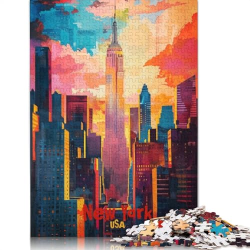1500-teiliges New York City-Kunstposter-Puzzle für Erwachsene Teenager, Holzpuzzles für Erwachsene, Heimdekoration, Puzzlespielzeug, 1500 Stück (85 x 57 cm) von TBDUEPS